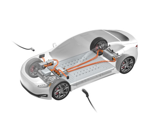 transparent diagram of interface connector in use on an electric vehicle